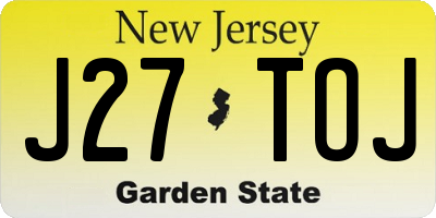 NJ license plate J27TOJ