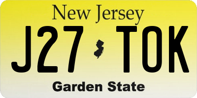 NJ license plate J27TOK