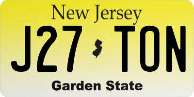 NJ license plate J27TON