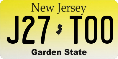 NJ license plate J27TOO