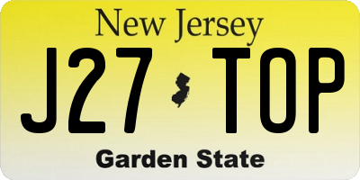 NJ license plate J27TOP