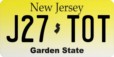 NJ license plate J27TOT