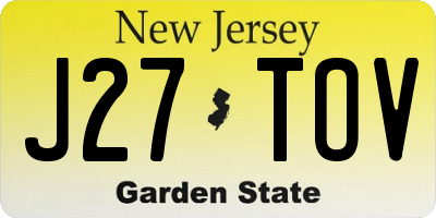 NJ license plate J27TOV