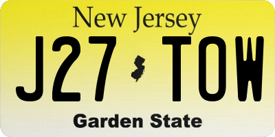 NJ license plate J27TOW
