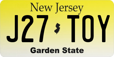 NJ license plate J27TOY