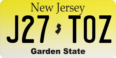 NJ license plate J27TOZ