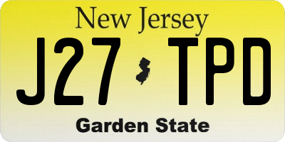 NJ license plate J27TPD