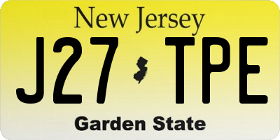 NJ license plate J27TPE