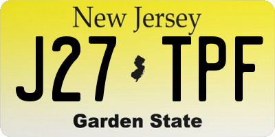 NJ license plate J27TPF