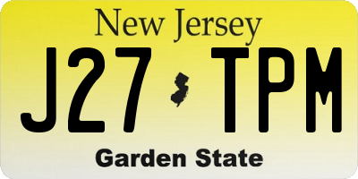 NJ license plate J27TPM