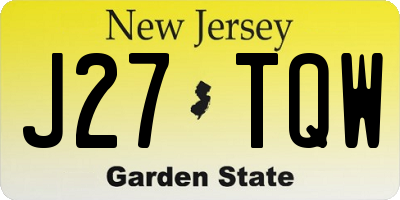 NJ license plate J27TQW