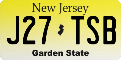 NJ license plate J27TSB