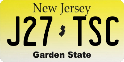 NJ license plate J27TSC