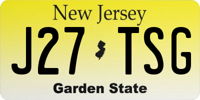 NJ license plate J27TSG
