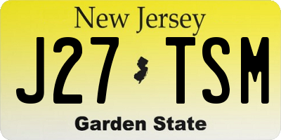 NJ license plate J27TSM