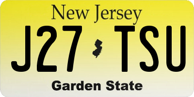 NJ license plate J27TSU