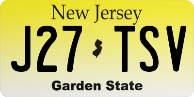 NJ license plate J27TSV