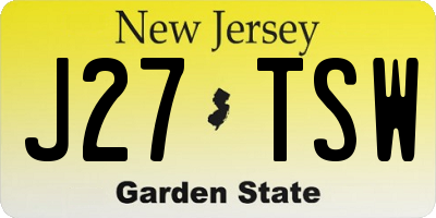 NJ license plate J27TSW