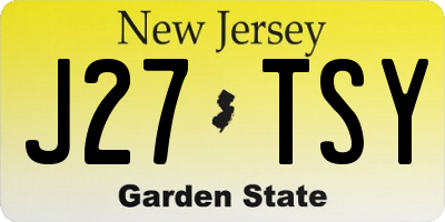 NJ license plate J27TSY