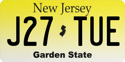 NJ license plate J27TUE