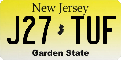 NJ license plate J27TUF