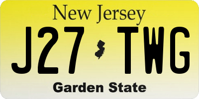 NJ license plate J27TWG