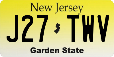 NJ license plate J27TWV