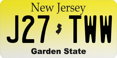 NJ license plate J27TWW