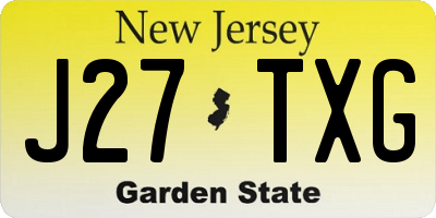 NJ license plate J27TXG