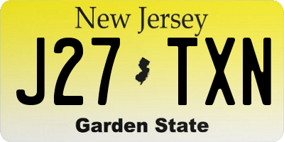 NJ license plate J27TXN