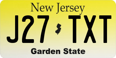 NJ license plate J27TXT