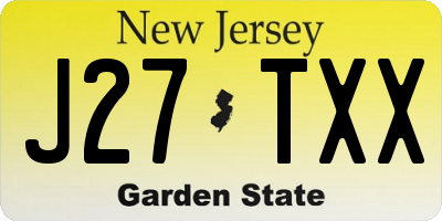 NJ license plate J27TXX