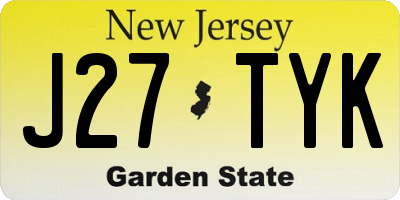 NJ license plate J27TYK