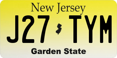 NJ license plate J27TYM