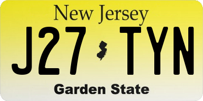 NJ license plate J27TYN