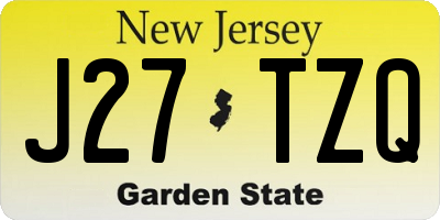 NJ license plate J27TZQ