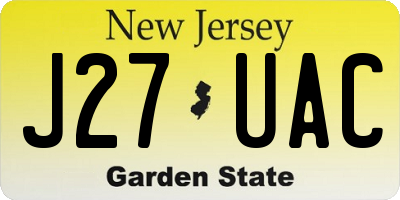 NJ license plate J27UAC