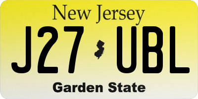 NJ license plate J27UBL