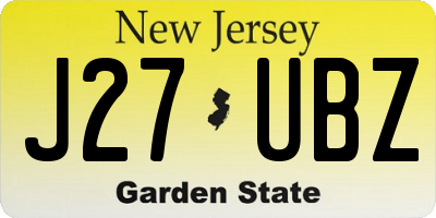 NJ license plate J27UBZ