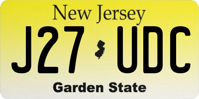 NJ license plate J27UDC