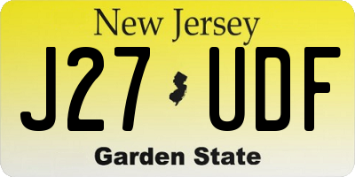NJ license plate J27UDF