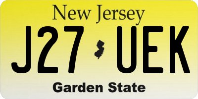 NJ license plate J27UEK