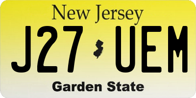 NJ license plate J27UEM