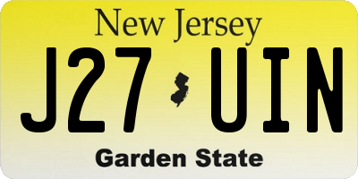 NJ license plate J27UIN