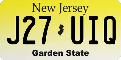 NJ license plate J27UIQ