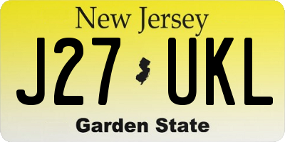 NJ license plate J27UKL