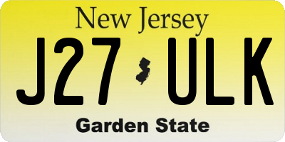NJ license plate J27ULK