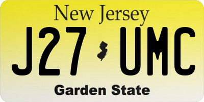 NJ license plate J27UMC