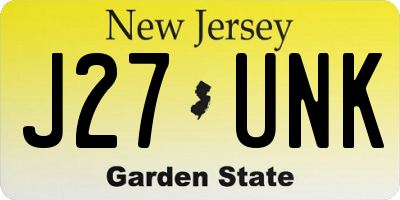 NJ license plate J27UNK
