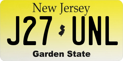 NJ license plate J27UNL
